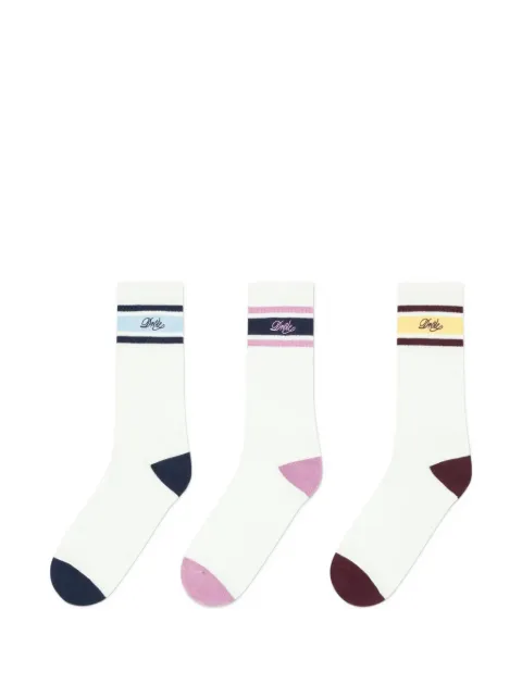 Drôle De Monsieur logo-embroidered striped socks (set of three)