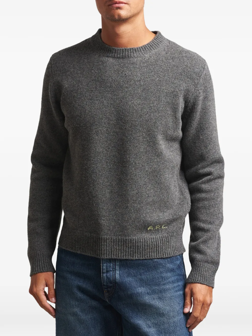 A.P.C. Wollen trui met logodetail Grijs