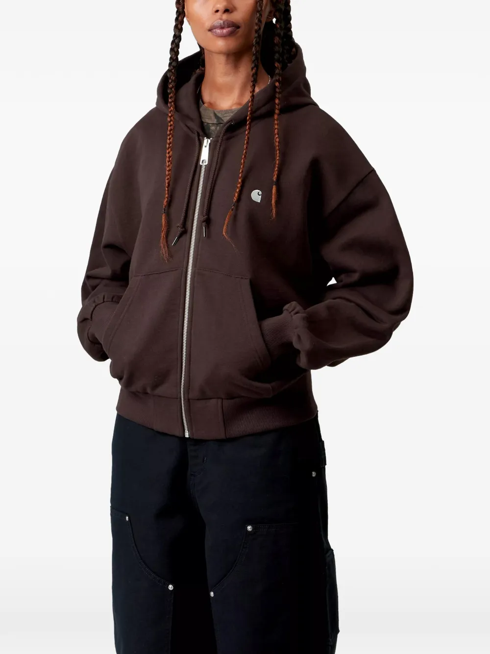 Carhartt WIP Casey hoodie met geborduurd logo Bruin