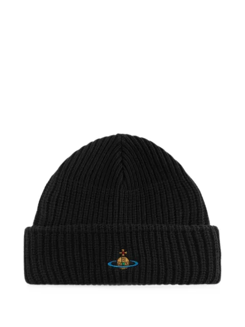 Vivienne Westwood Sporty embroidered ribbed beanie hat