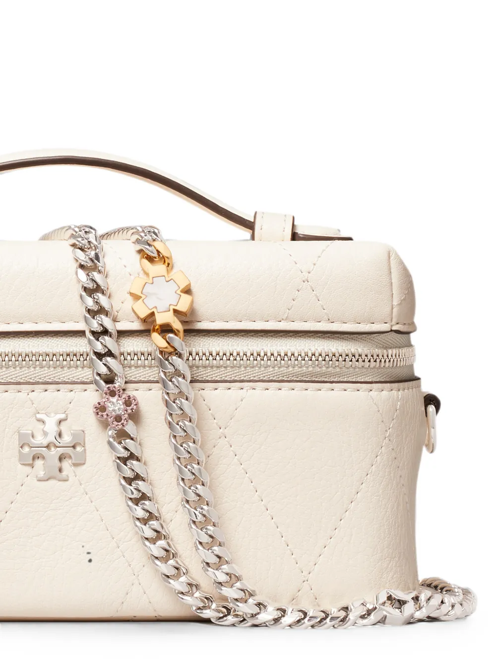 Tory Burch Charlie gewatteerde toilettas Beige