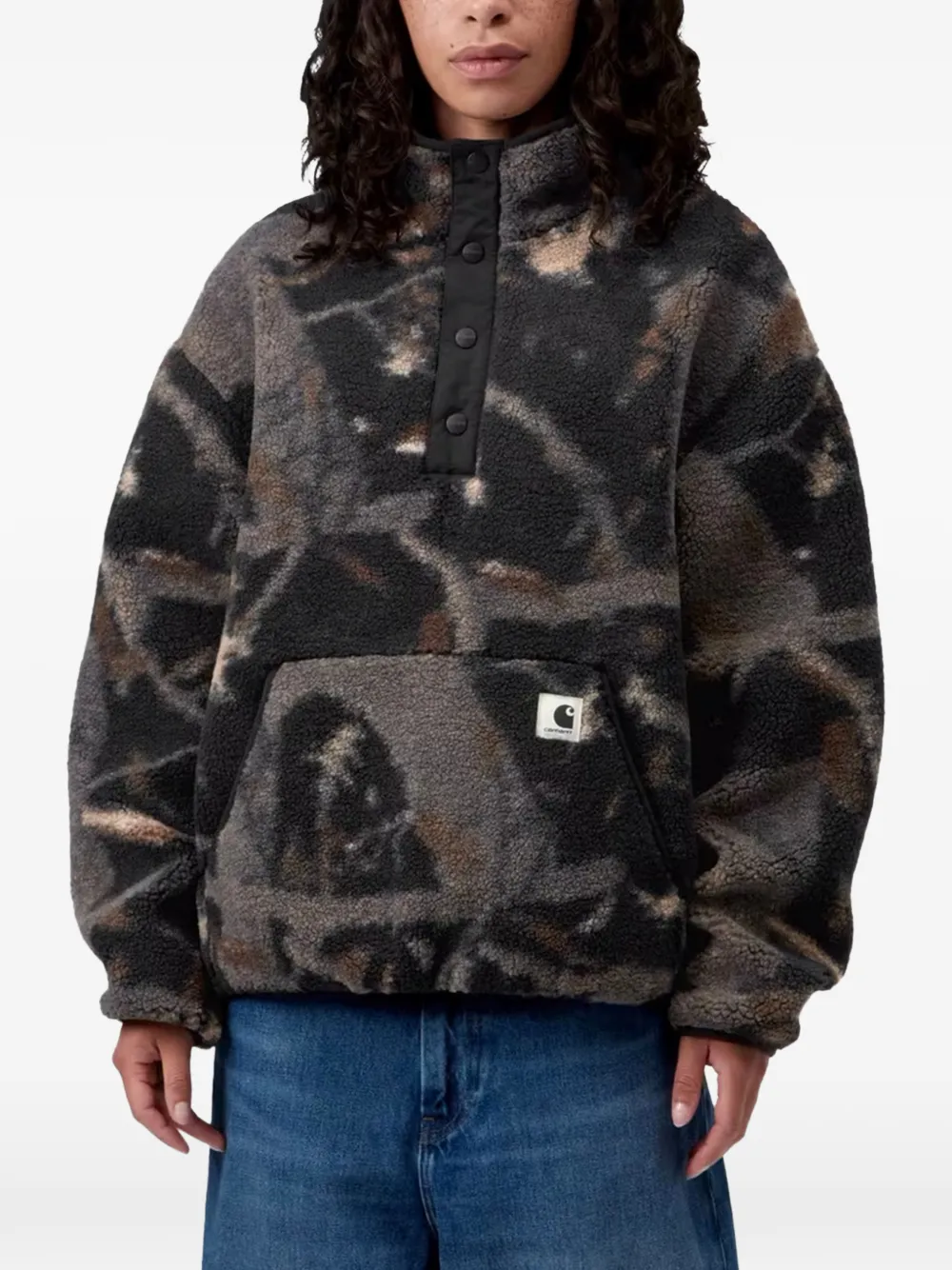 Carhartt WIP Elliot sweater met fleece textuur en grafische print Zwart