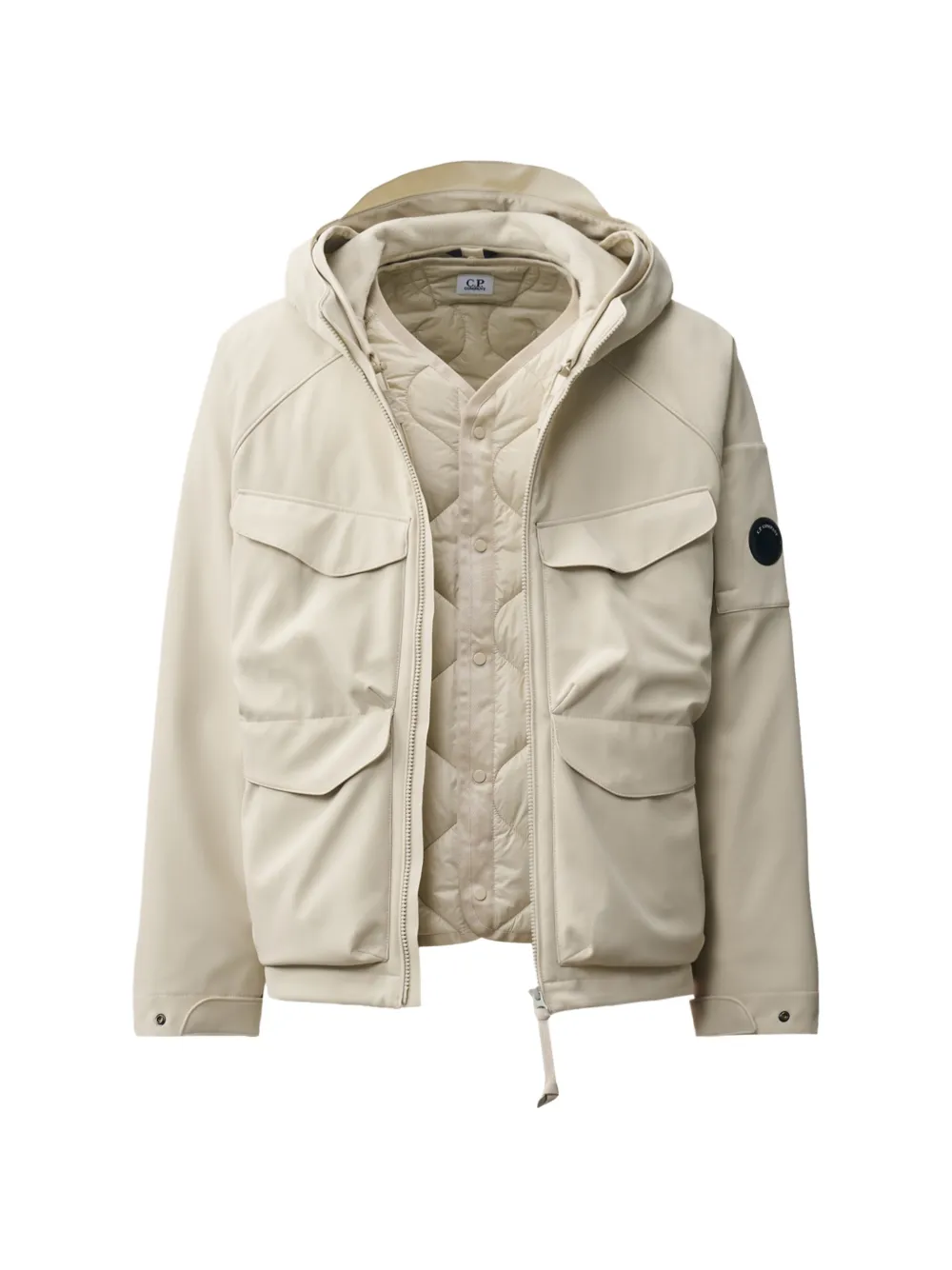 C.P. Company Jack met capuchon en Lens-detail Beige