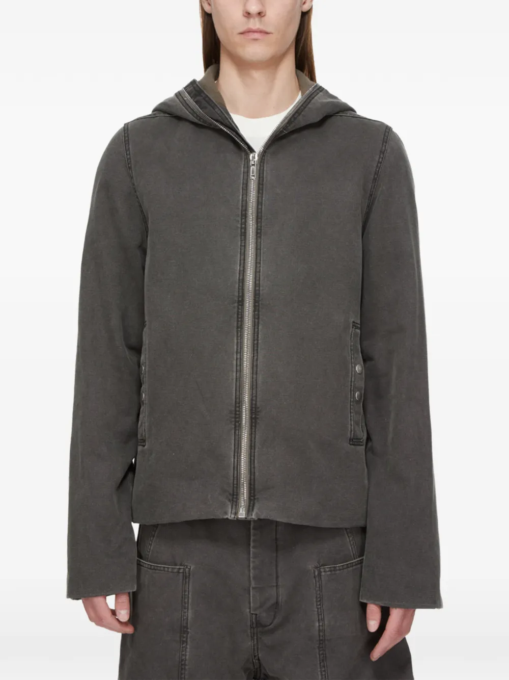 Rick Owens DRKSHDW zip-up hooded jacket Grijs