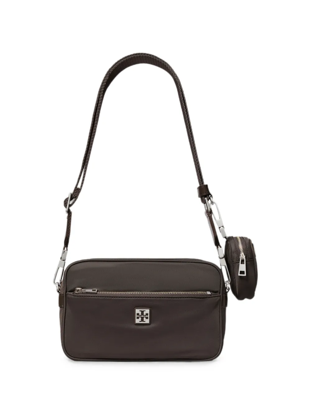 Tory Burch Virginia schoudertas met logoplakkaat Bruin