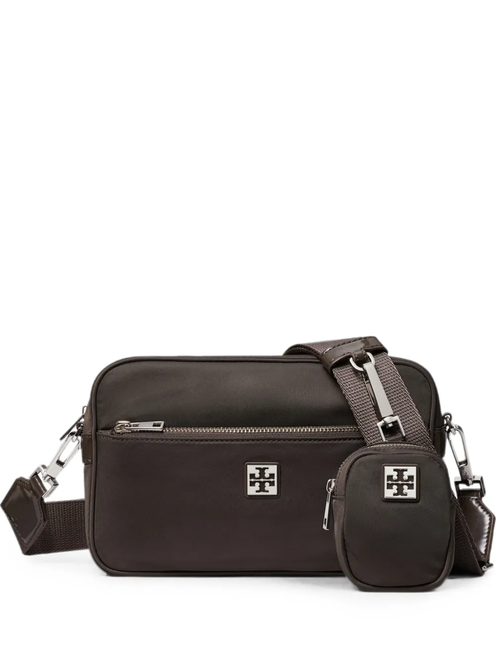 Tory Burch Virginia logo-plaque shoulder bag - Brown