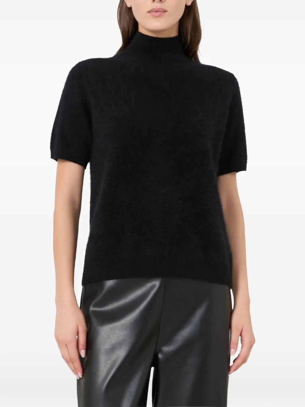 'S Max Mara Buono high-neck short-sleeve wool sweater Zwart