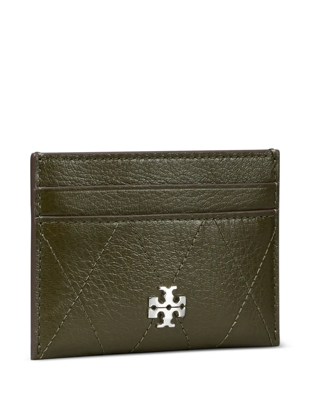 Tory Burch CHARLIE gewatteerde pasjeshouder met logoplakkaat Groen