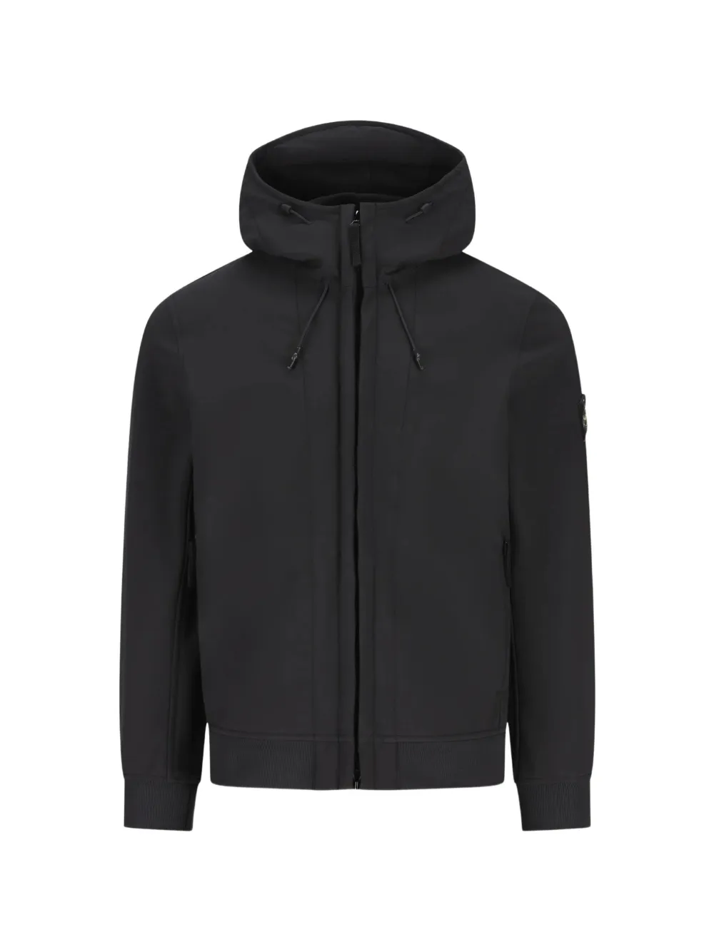 Stone Island Q100004 Soft Shell-R_E.Dye® hooded jacket with wind- and water-resistant membrane - Nero