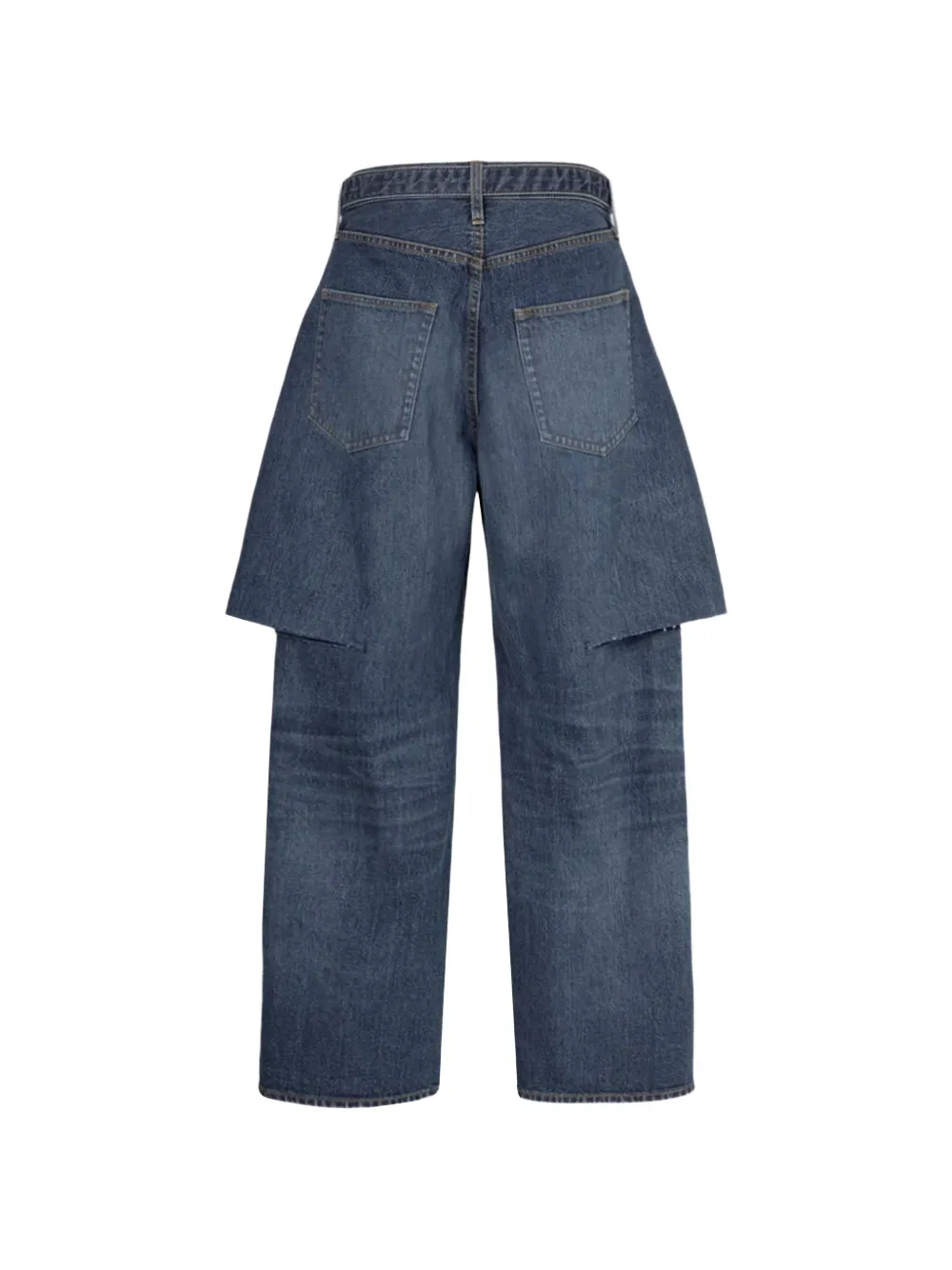 sacai Jeans met gelaagd detail en ceintuur Blauw