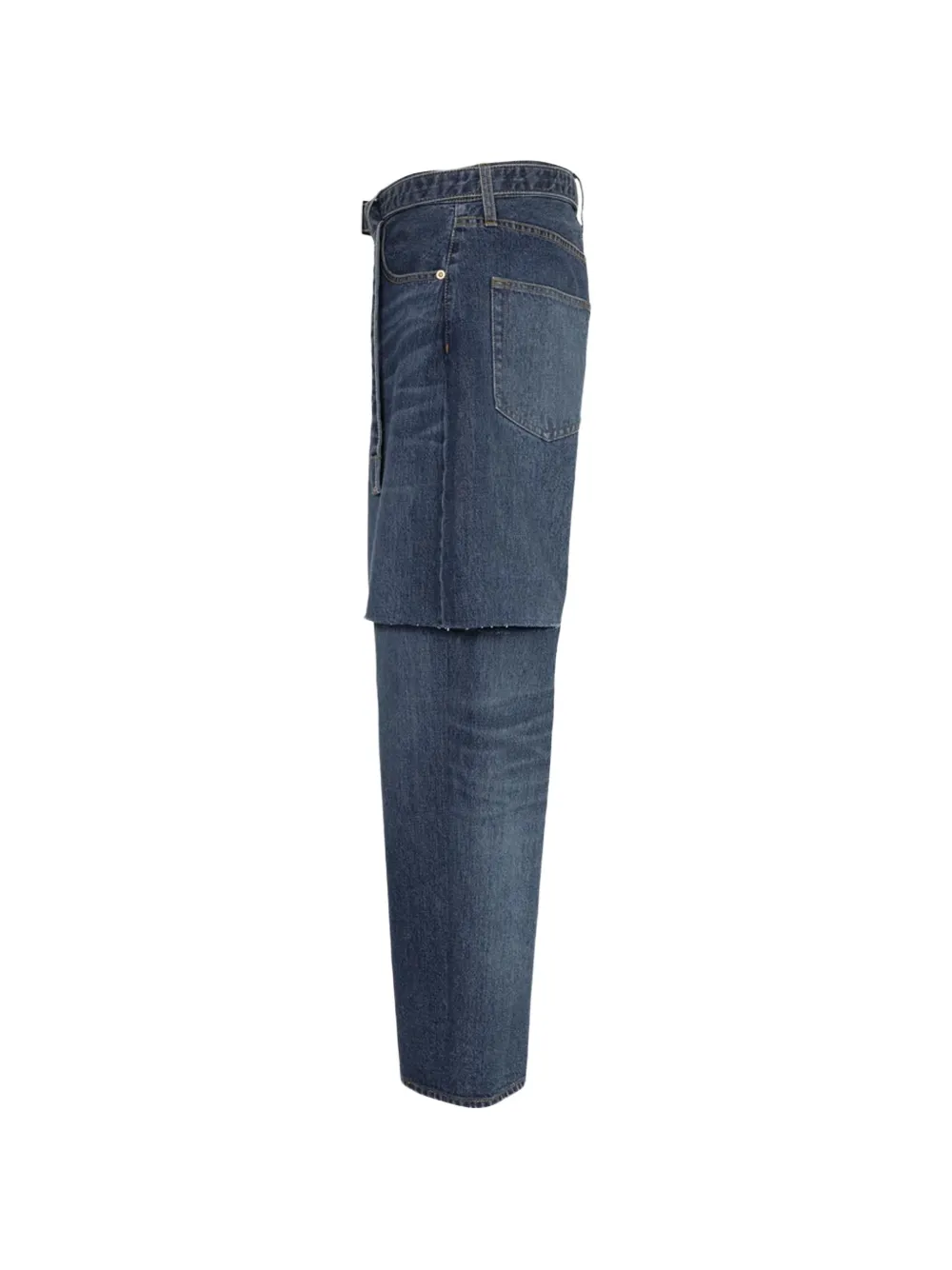 sacai Jeans met gelaagd detail en ceintuur Blauw