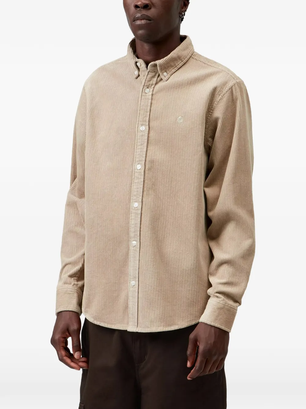Carhartt WIP L S Madison ribfluwelen button-down overhemd Beige
