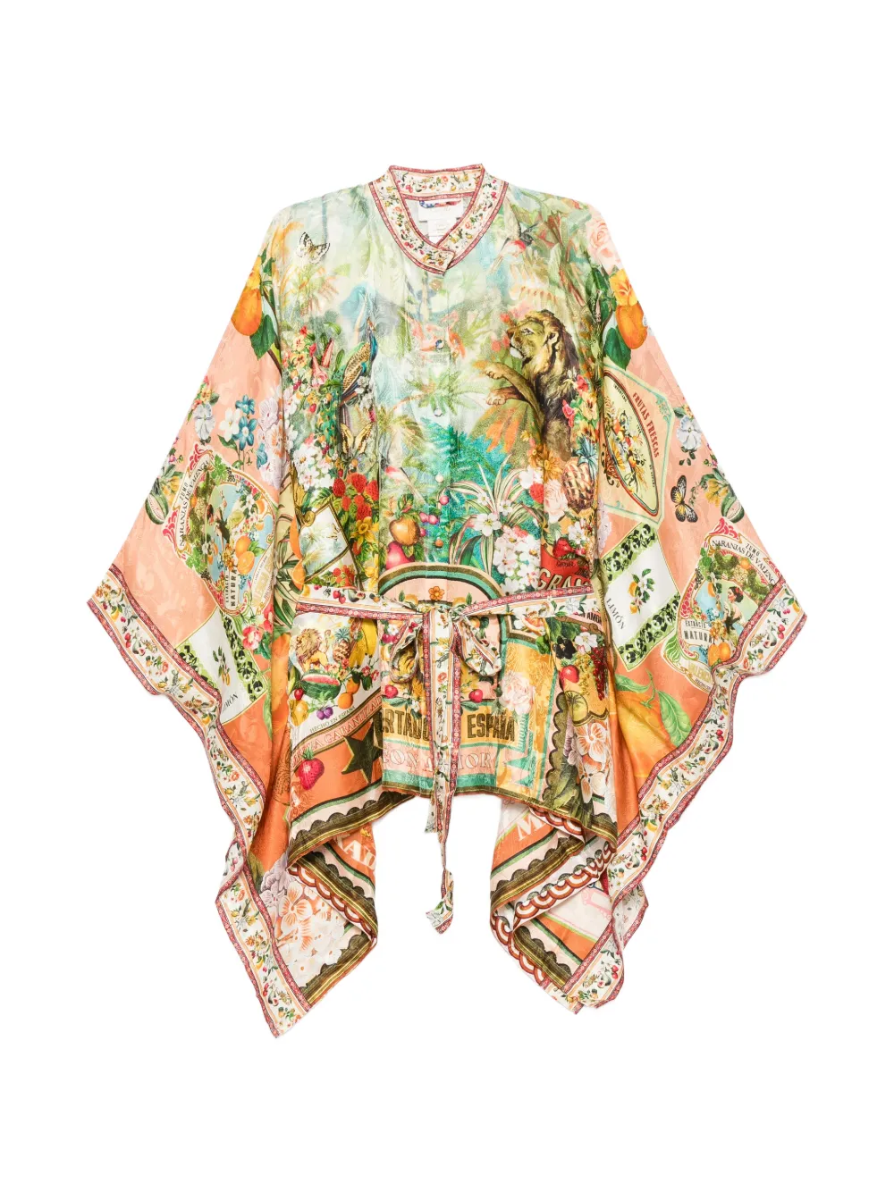 Camilla graphic-print belted shirt - Arancione