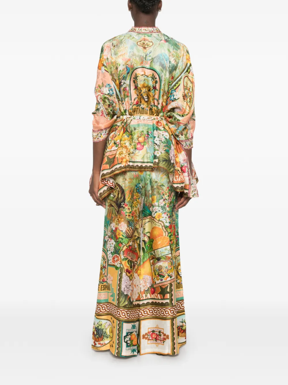 Camilla Graphic-print Belted Shirt in Orange, view 4