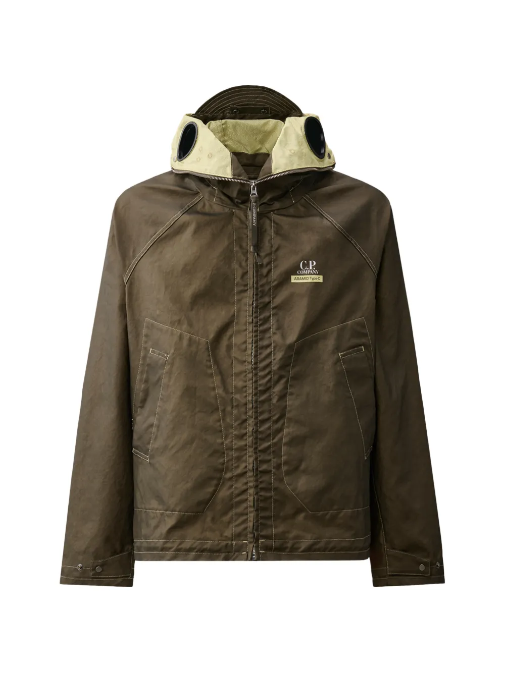 C.P. Company Jack met capuchon en Goggle-detail Bruin
