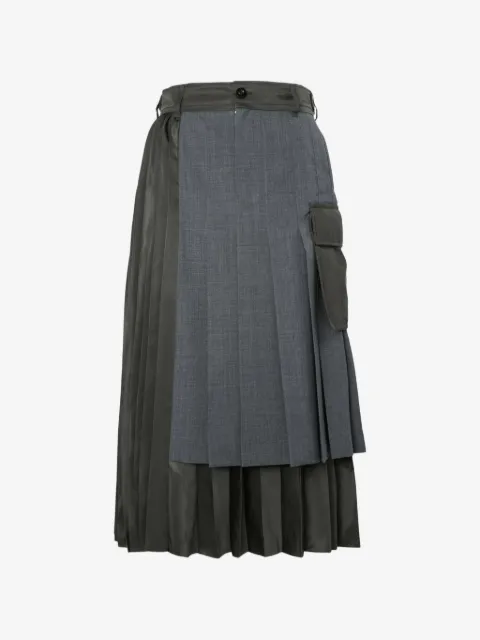 sacai pleated panelled skirt