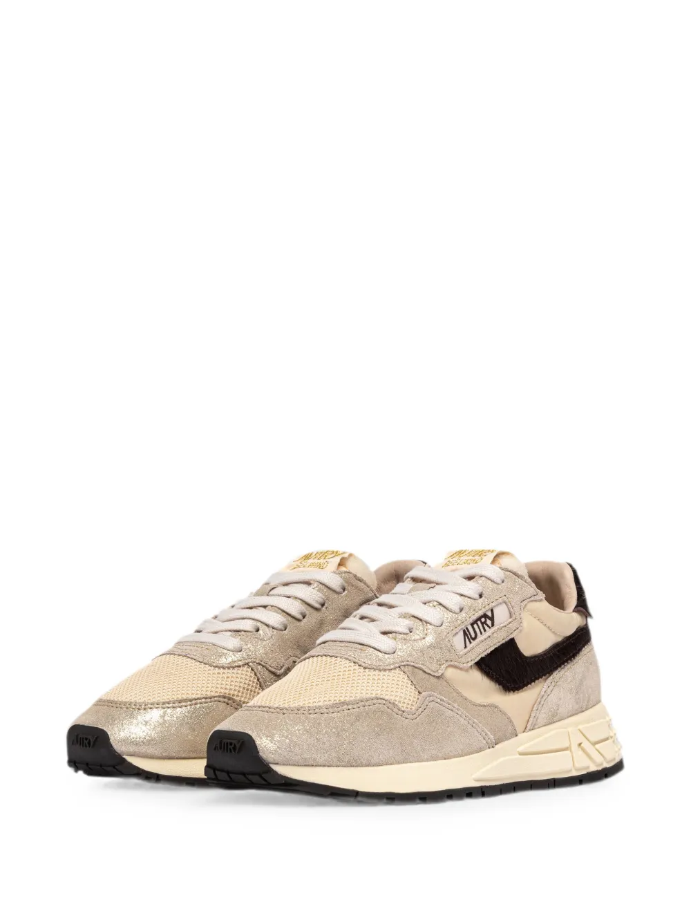 Autry Reelwind pony-effect suede-panelled sneakers Beige