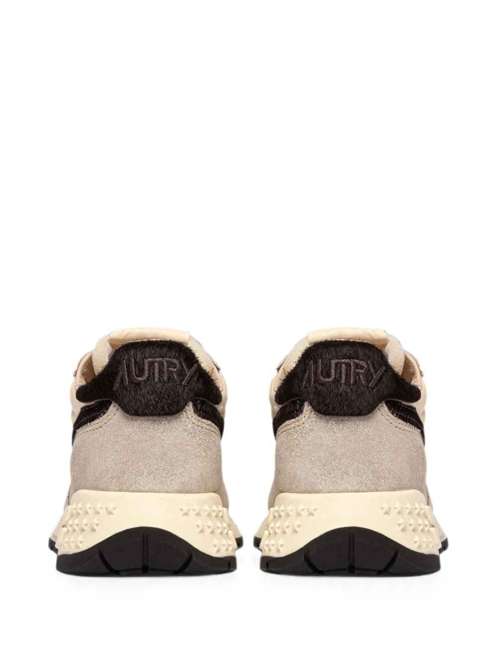 Autry Reelwind pony-effect suede-panelled sneakers Beige