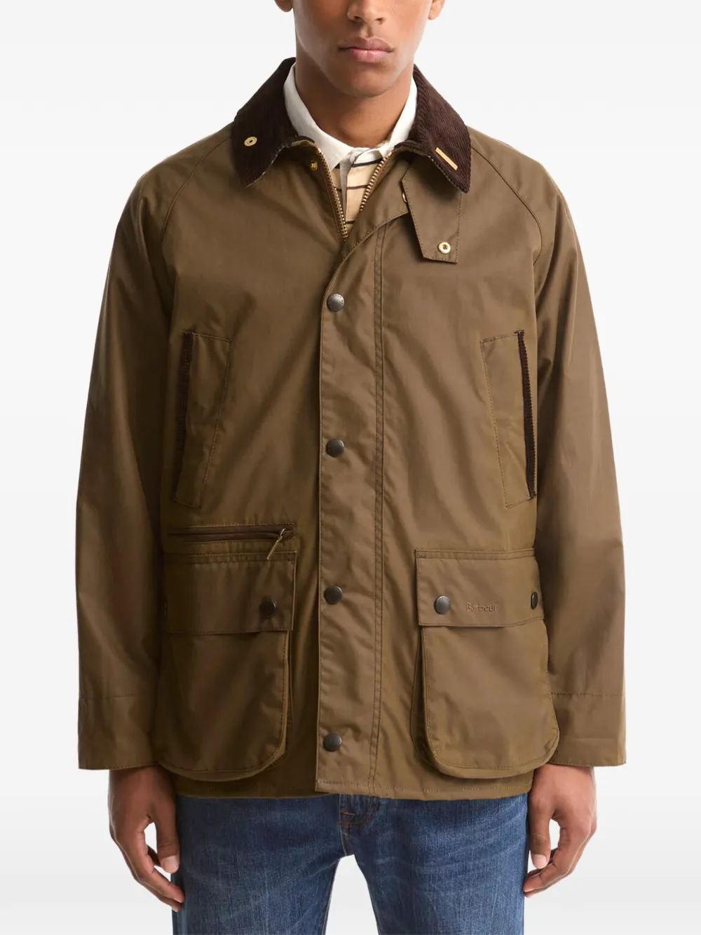 Barbour Bedale gewaxt jack met ribfluwelen kraag Bruin