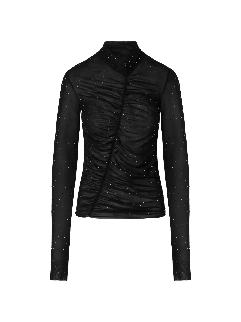 Liu •jo Full Rhinestone Tulle T-shirt In Black