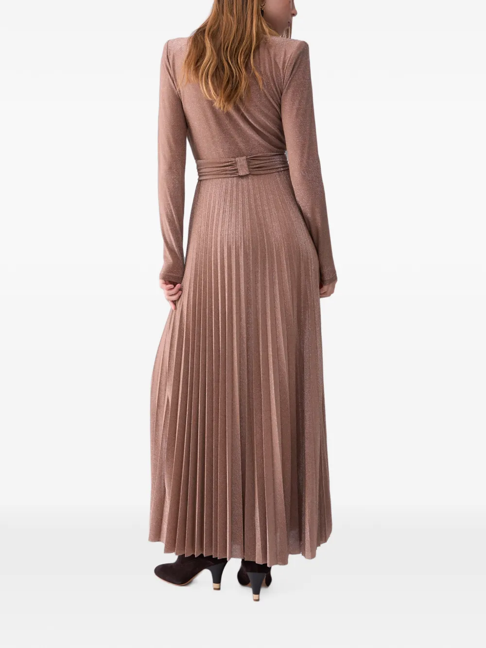 LIU JO Lurex maxi-jurk met plooien Bruin