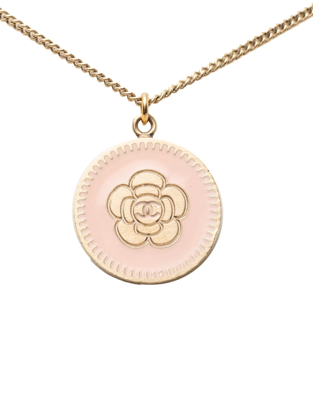 CHANEL Pre-Owned Collana placcata oro con pendente Camellia CC tondo 2006