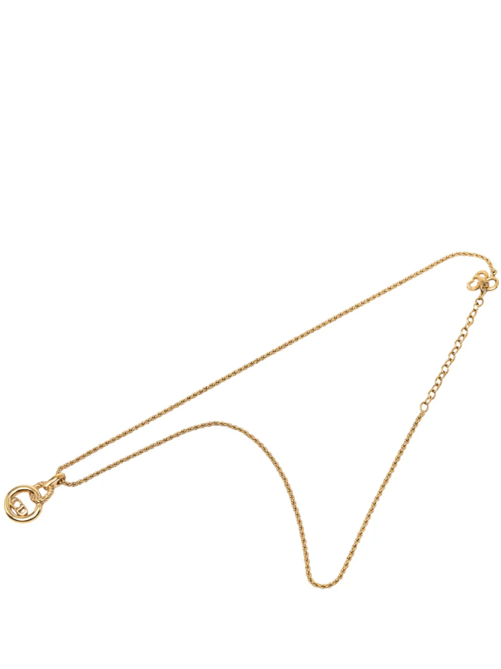Christian Dior Pre-Owned 20th Century Gold Plated CD Logo Twisted Round Pendant Necklace costume necklace