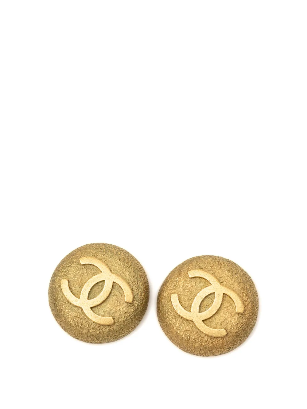 CHANEL Pre-Owned 1994 CC Gold Plated Round Clip On Earrings costume earrings