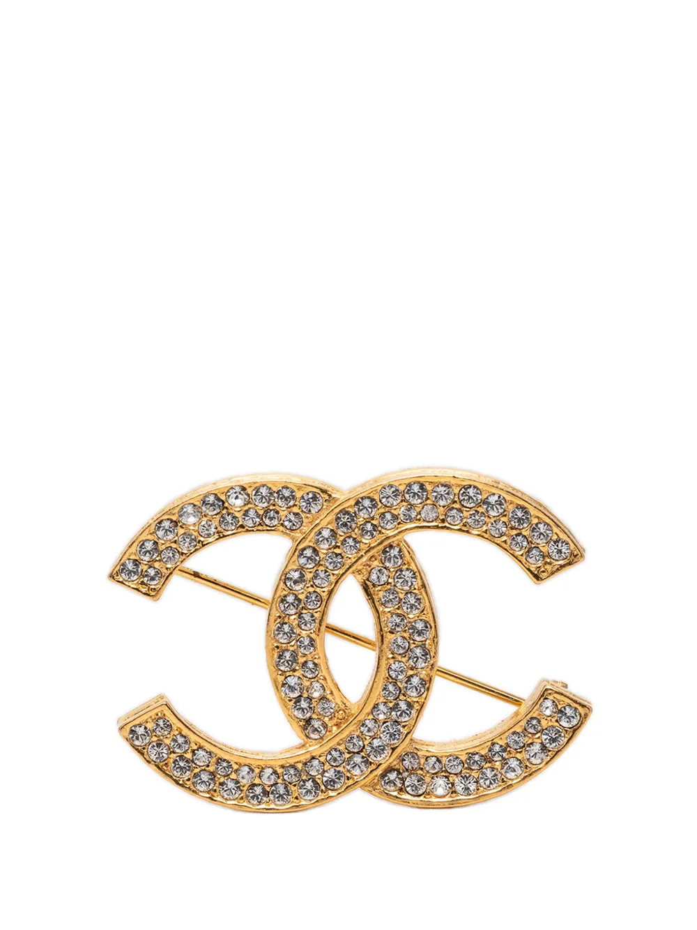 CHANEL Pre-Owned 1950-1970 CC Gold Plated Strass Brooch costume brooch