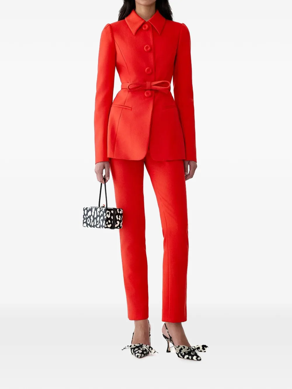 Carolina Herrera Jack met kraag en ceintuur Rood
