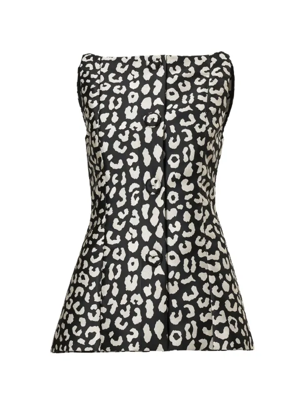 Carolina Herrera Leopard-print Boat-neck Top in Black