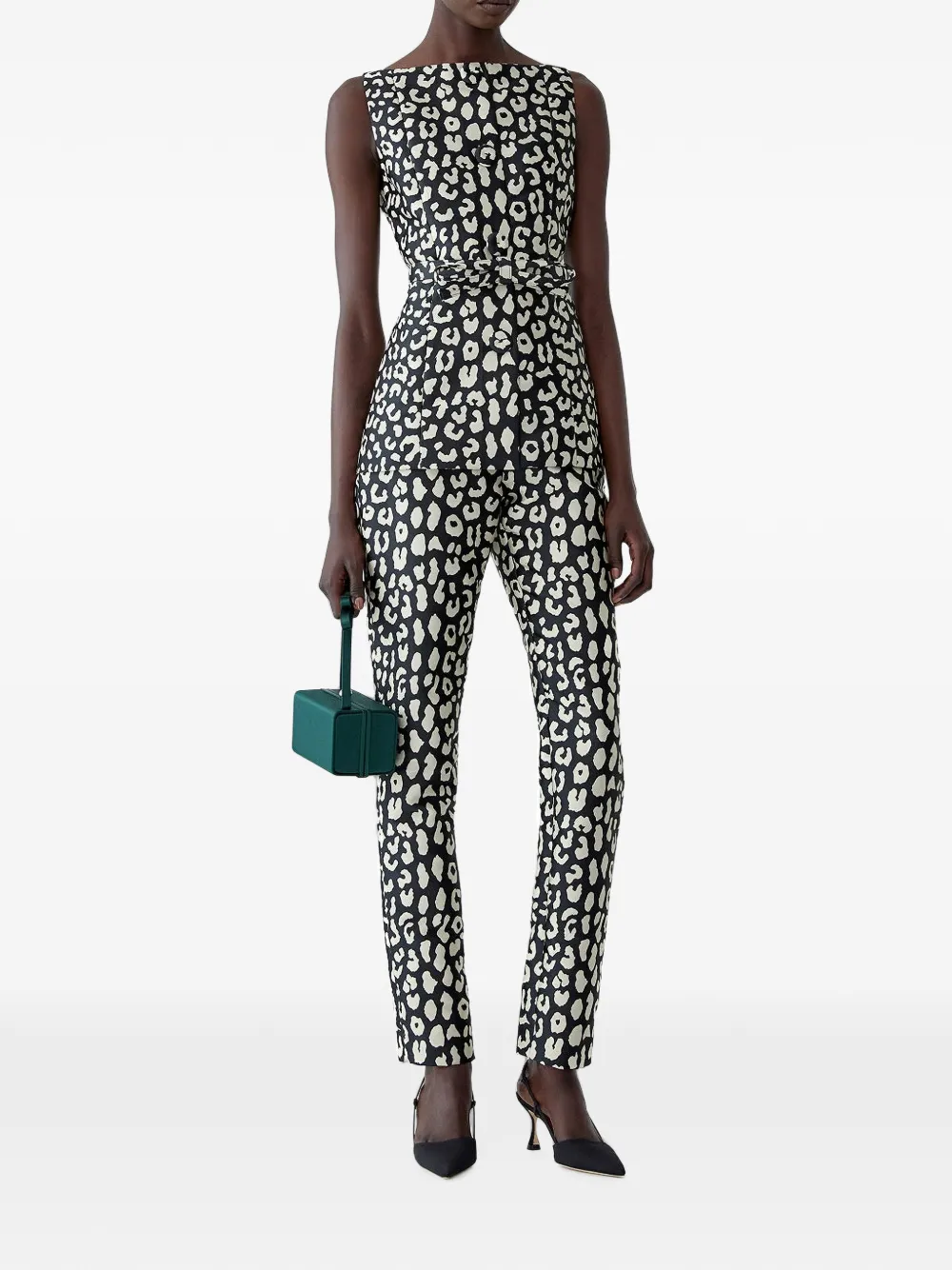 Carolina Herrera Top met luipaard-print en boothals Zwart