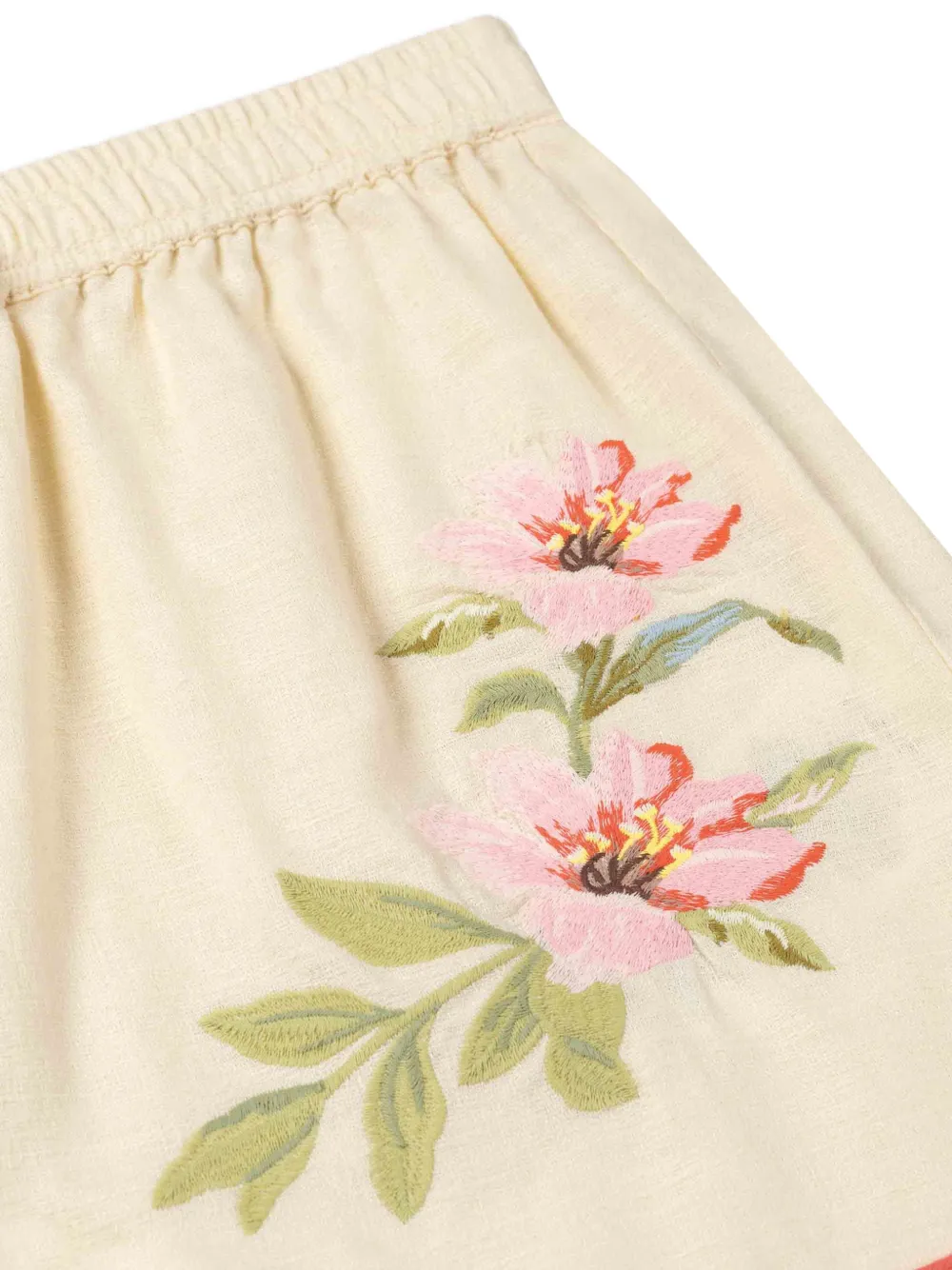 ZIMMERMANN Kids Shorts met trekkoord en geborduurde bloemen Beige