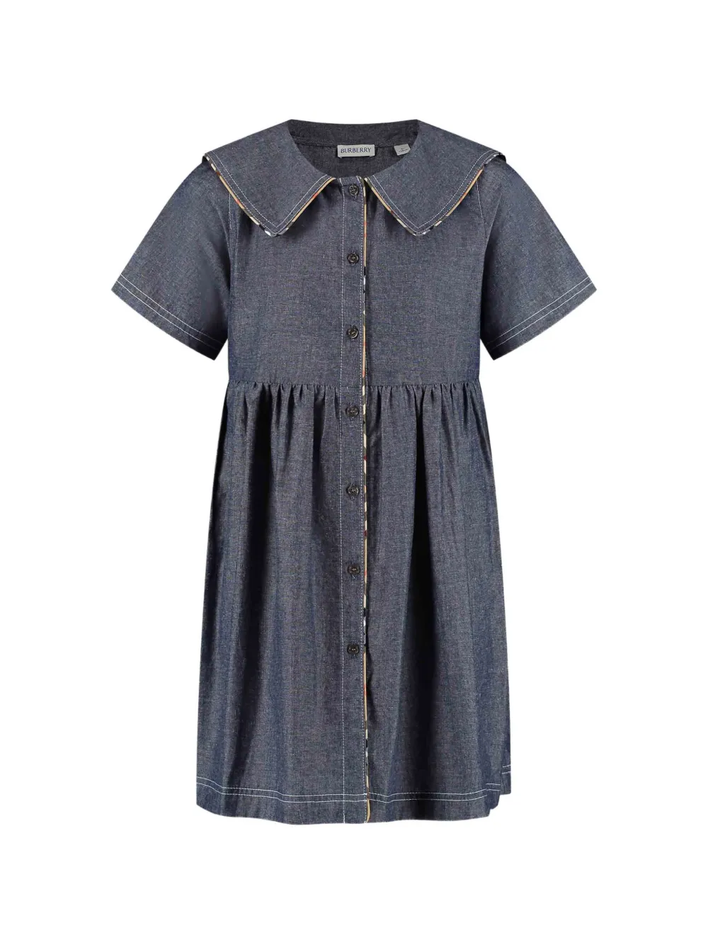 Burberry Kids Check-trim denim dress - Blau