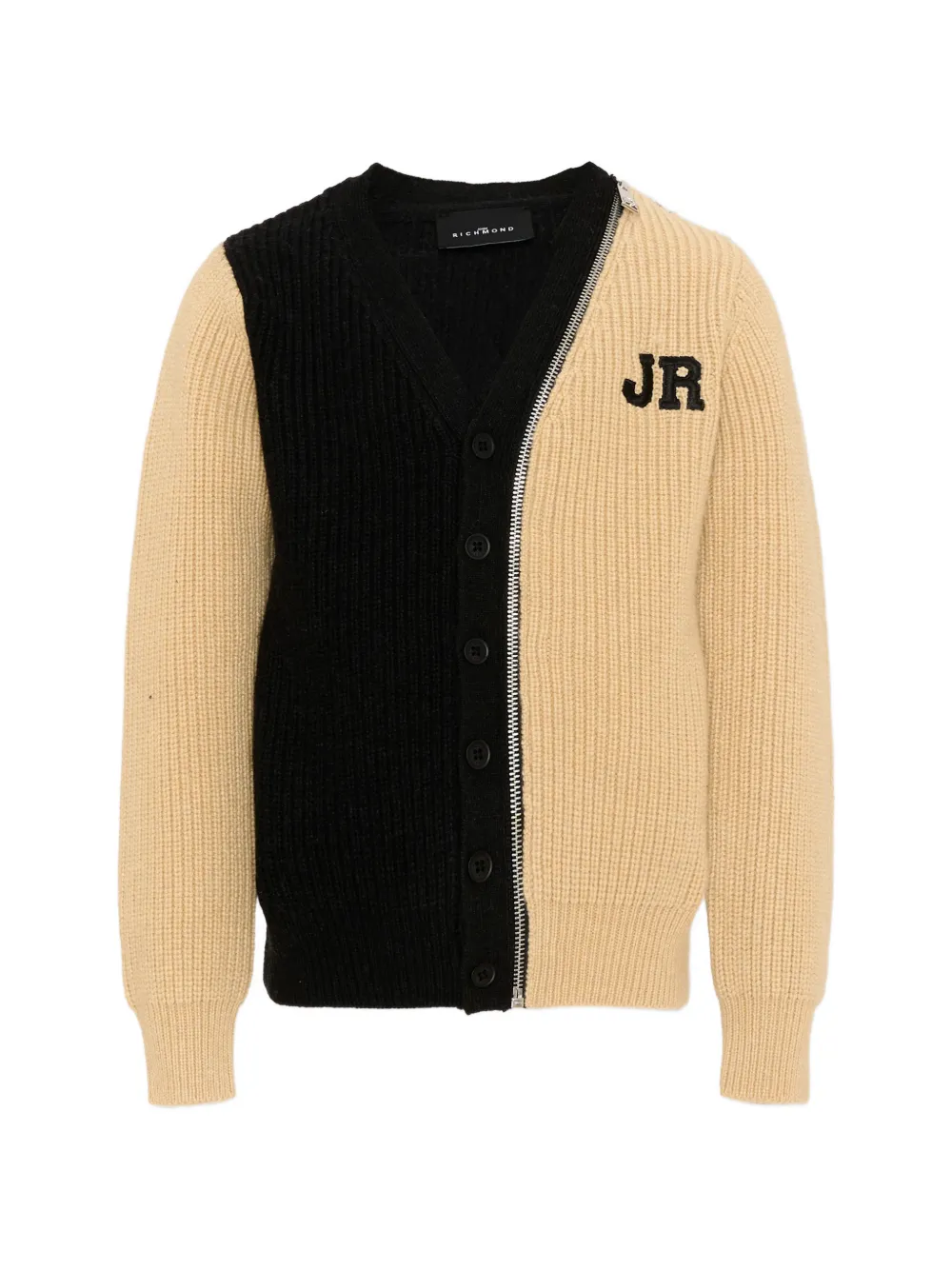 John Richmond Junior two-tone ribbed-knit cardigan - Nude
