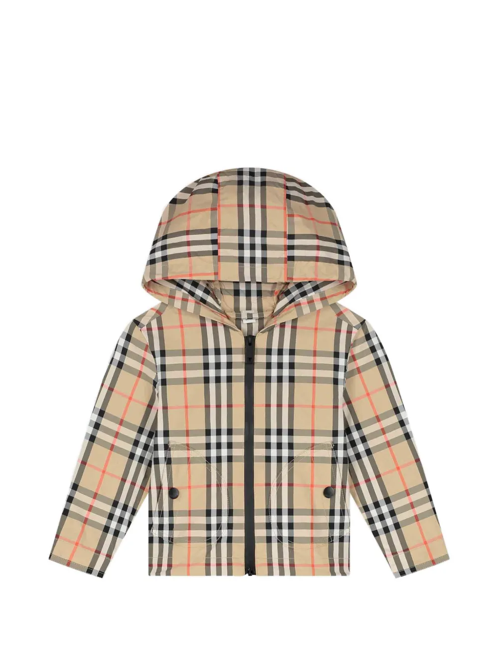 Burberry Kids Check hooded jacket - Nude