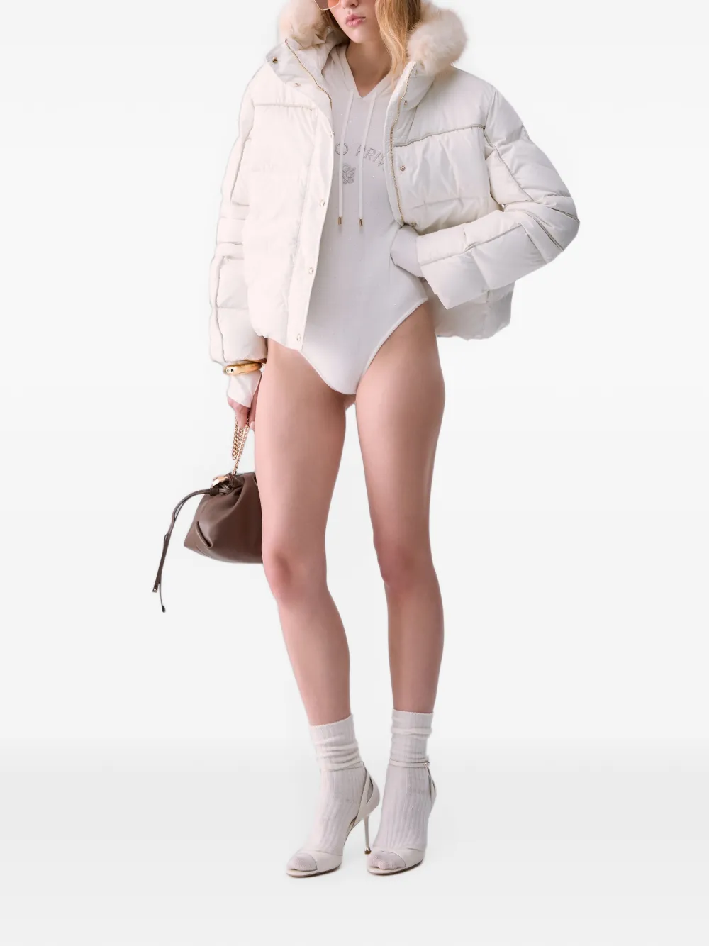 LIU JO Gebreide body met capuchon Wit