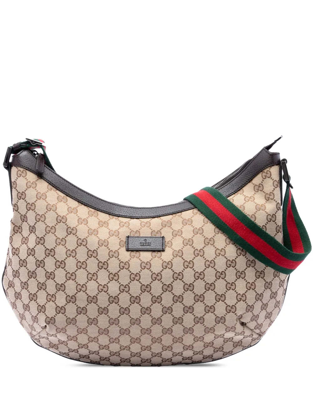 Gucci Pre-Owned Borsa a tracolla Half Moon media in tela GG con decorazione Web 2016-2026 - Toni neutri