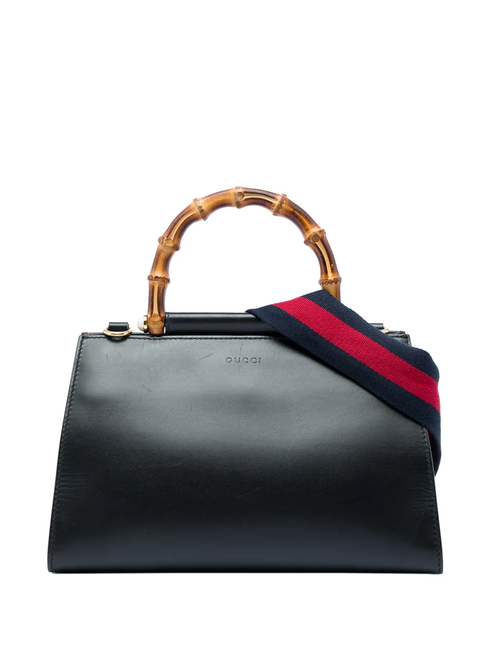 Gucci Pre-Owned Borsa a tracolla Nymphaea piccola in pelle di vitello con decorazione Web e bambù 2016-2026 - Nero