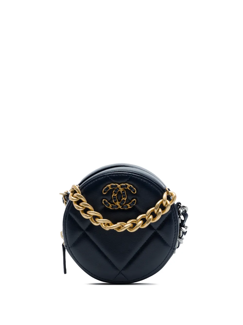 CHANEL Pre-Owned Clutch 19 Round in pelle di agnello con catena 2021 - Blu