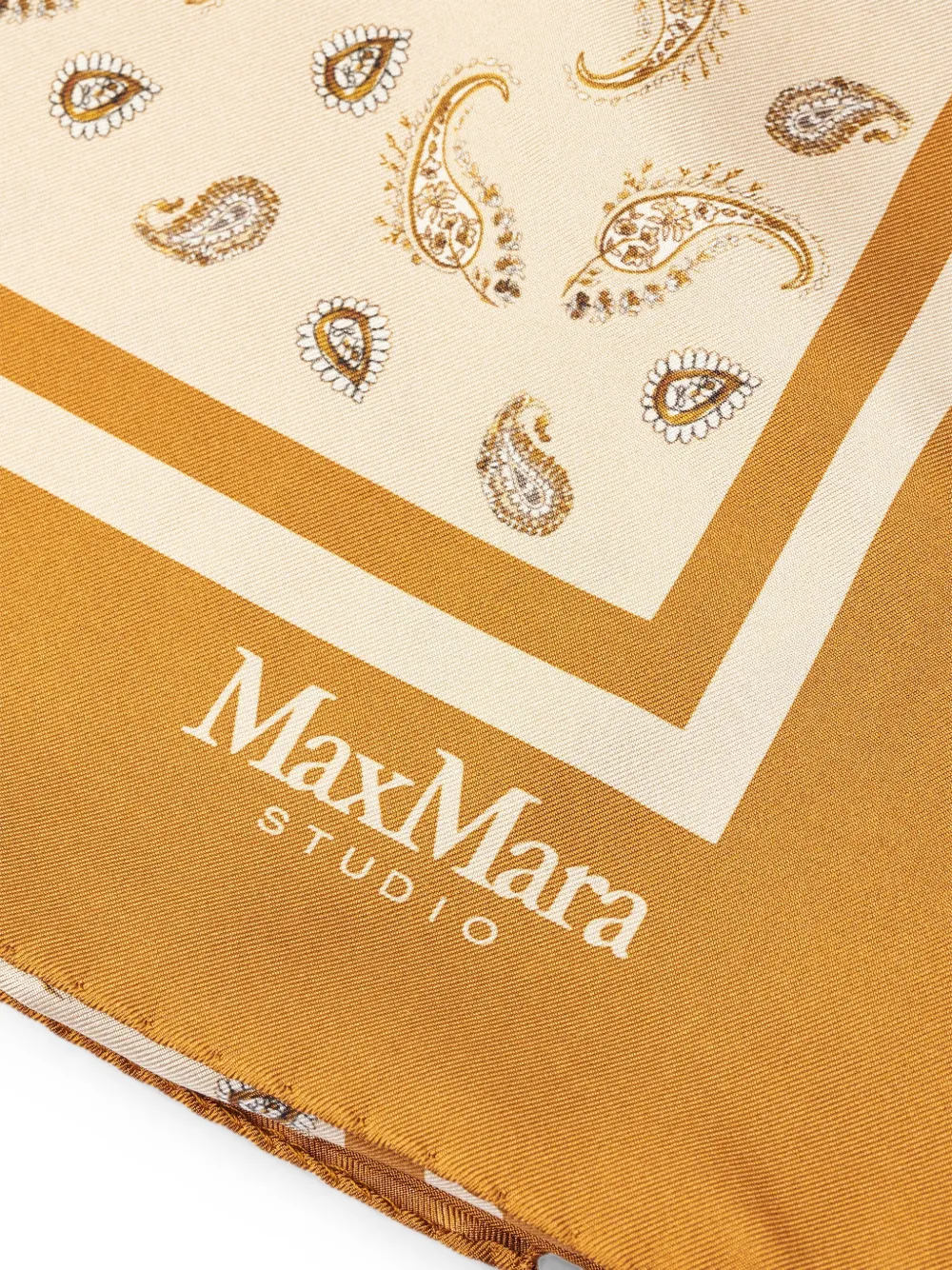 Max Mara Zijden sjaal met paisley-print Bruin