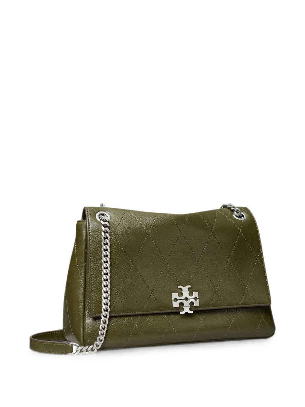 Tory Burch Medium gewatteerde schoudertas met logo-plakkaat Groen