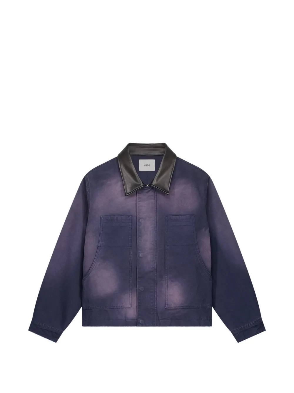 Arte Antwerp faded-effect leather-collar denim jacket