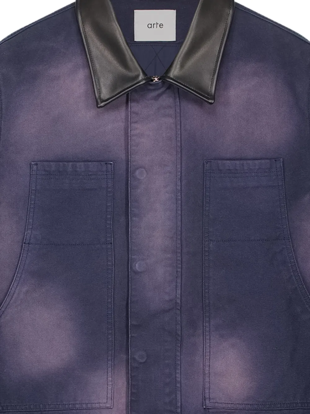 Arte Antwerp Denim jack met leren kraag en vervaagd effect Blauw