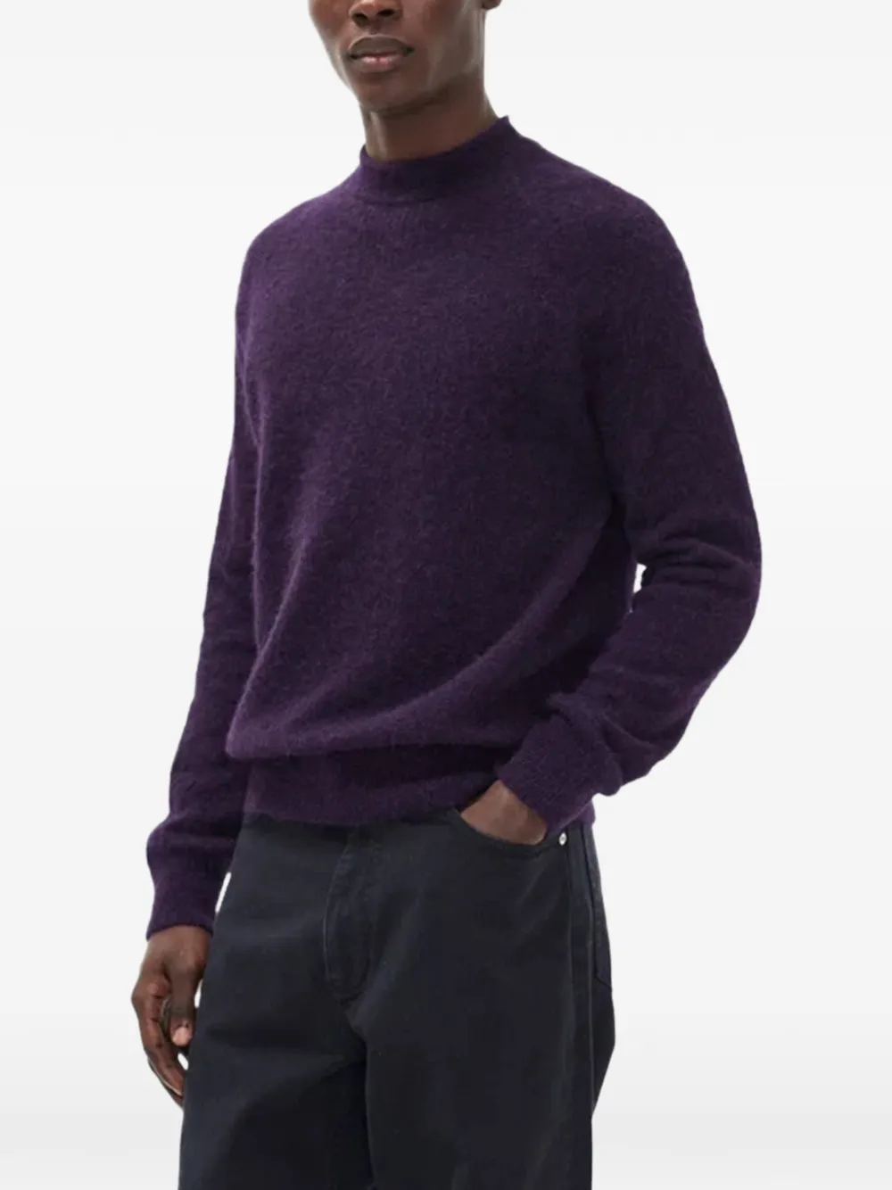 Norse Projects Nordrevik brushed raglan-sleeve sweater Paars