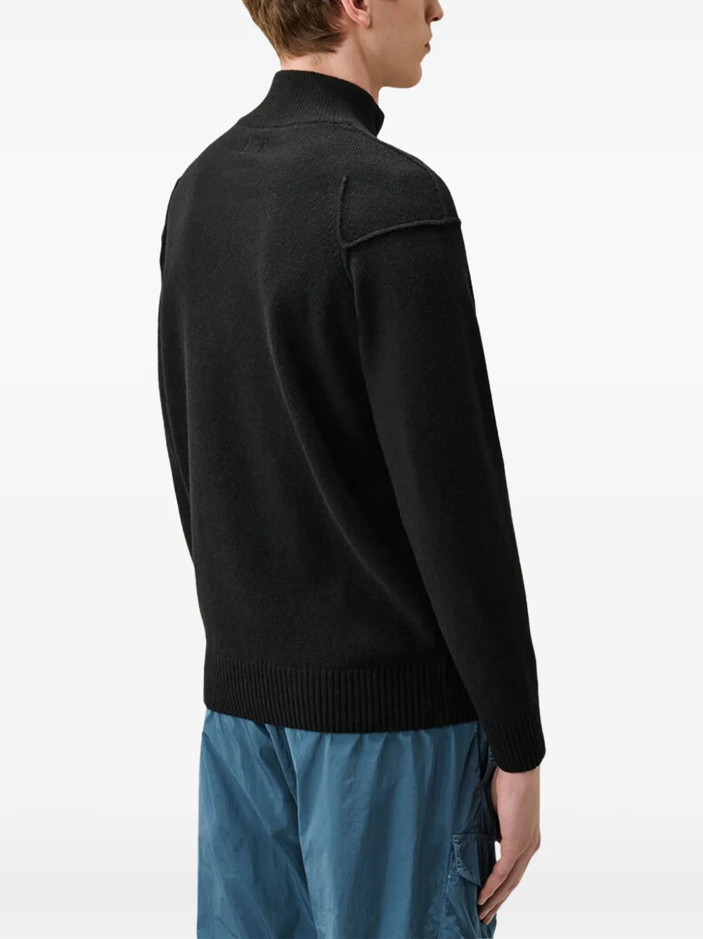 C.P. Company extrafine merino wool lens crewneck sweater Zwart