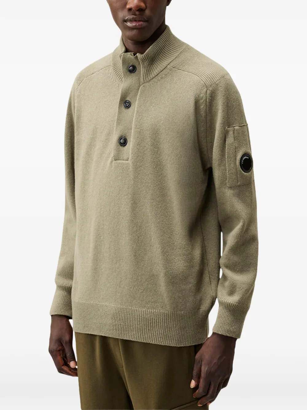 C.P. Company lambswool half-button Lens sweater Beige