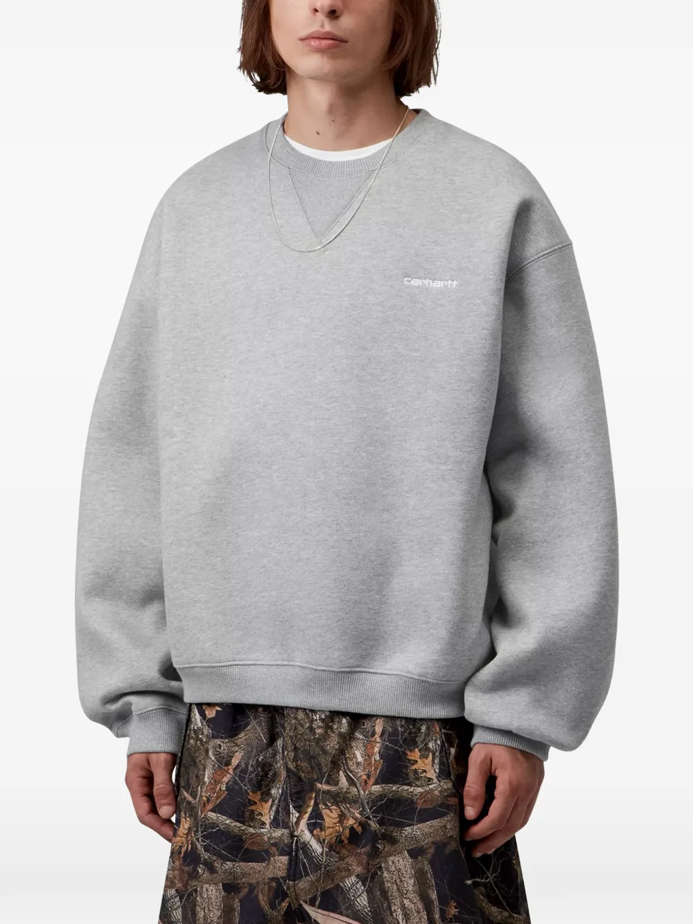 Carhartt WIP Ebbert logo-embroidered ribbed-trim sweatshirt Grijs