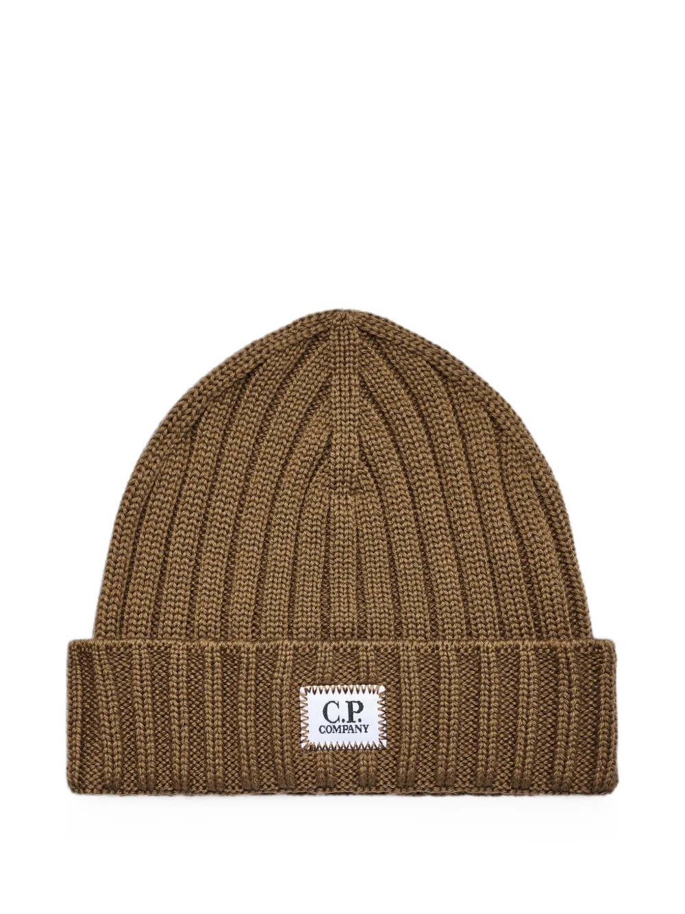 C.P. Company logo-patch ribbed-knit beanie hat - Marrone