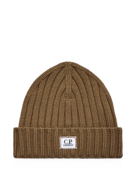 C.P. Company logo-patch ribbed-knit beanie hat